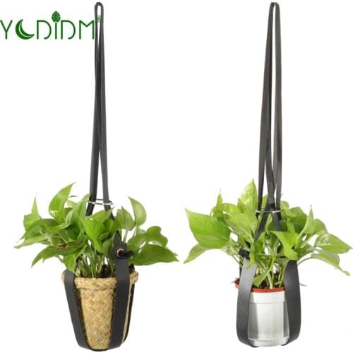 64cm PU Leather Plant Pot Hanger Modern Hanging Planter For Wall Indoor House Plants Cactus And Succulent Hanging Plant Holder