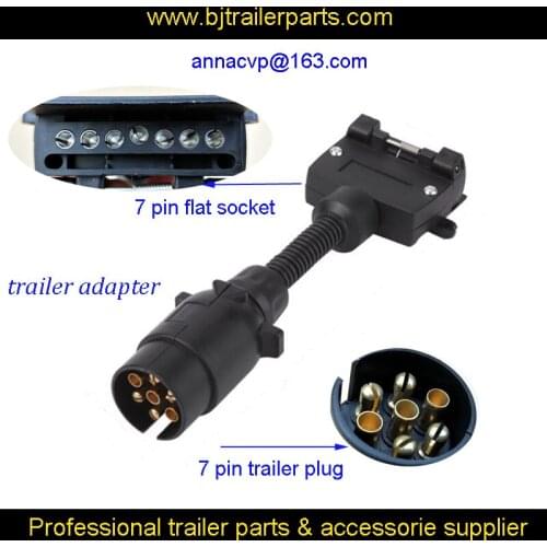 7 pin trailer round plug male to 7 pin flat female socket, trailer adapter plug socket trailer parts, trailer connector