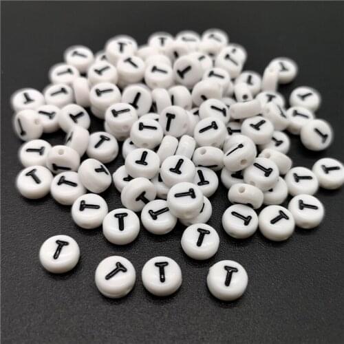 4x7mm Letter T Oblate Alphabet Beads Acrylic Beads For Jewelry Making DIY Bracelet Necklace Accessories