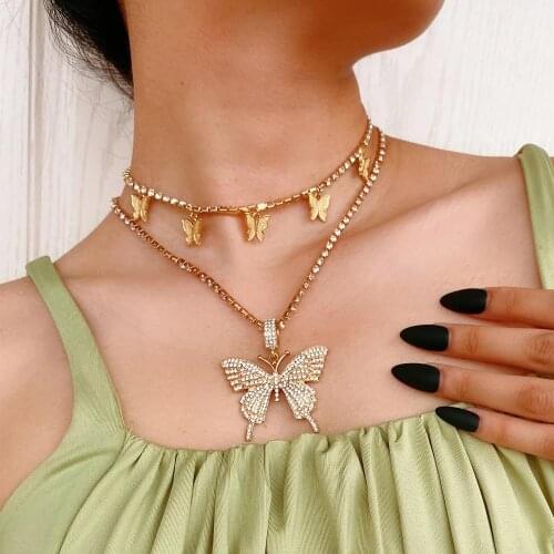 Animal Butterfly Stars Chain Necklaces for Women Hot Sale Gold Color Clavicle Chain Pendant Necklaces Jewelry Accessories