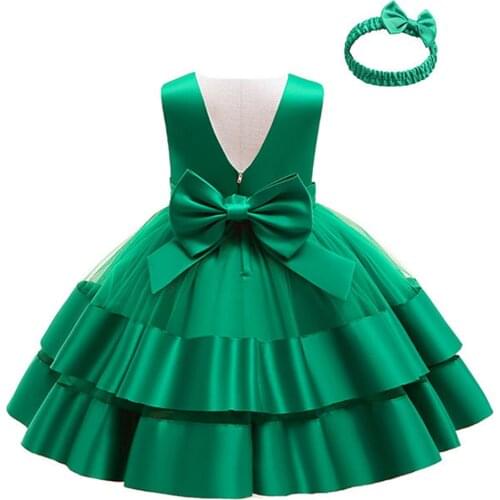 Infant Dress Flower 1st Birthday Dress For Baby Girl Clothes Lace Bow Tutu Princess Baptism Dress Party Children Wedding Dress