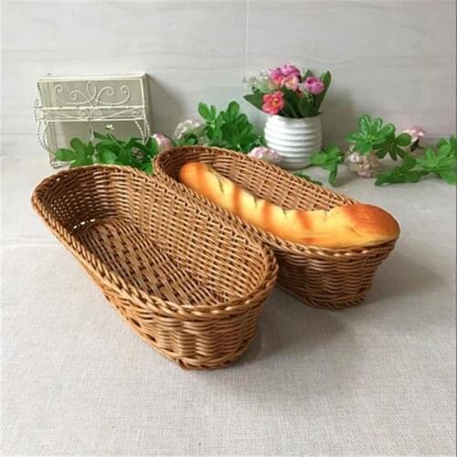 Long Woven Storage Bread Basket Fruit Candy Dish Rattan Bread Basket Kitchen Food Picnic Sundry Container Display Baskets