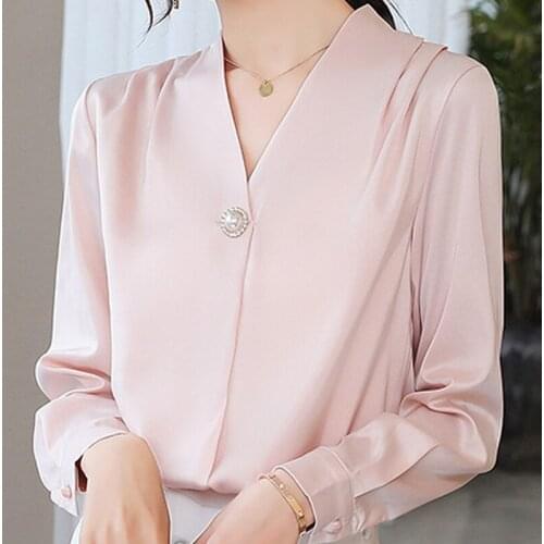 Women Blouses Long Sleeve Blouse Women Blusas Mujer De Moda 2021 Elegantes V-Neck Chiffon Blouse Shirt Tops Women Blusas E638