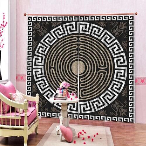 European Gray pattern Curtains For bedroom living room Blackout Window Drapes high quality Geometric image Indoor Decor Sets