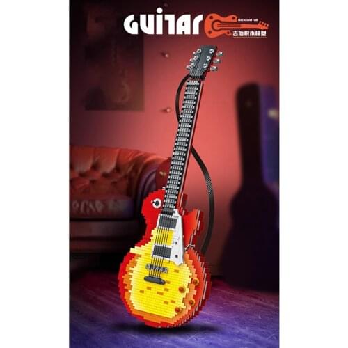 Music Enthusiast Toys Series Bricks Toys Rock Band Electric Guitar Building Blocks 1:1 Simulation Model Support Kit