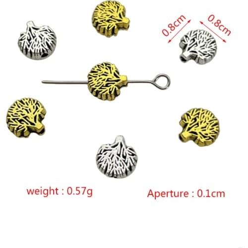 JunKang zinc alloy 2 color antique perforated tree life horseshoe spacer beads DIY amulet jewelry connection gasket accessories