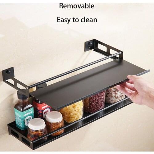 Modern Nordic Style Kitchen Organizer Wall Mount Bracket Storage Rack Spice Jar Rack Cabinet Shelf Supplies Bathroom Rack