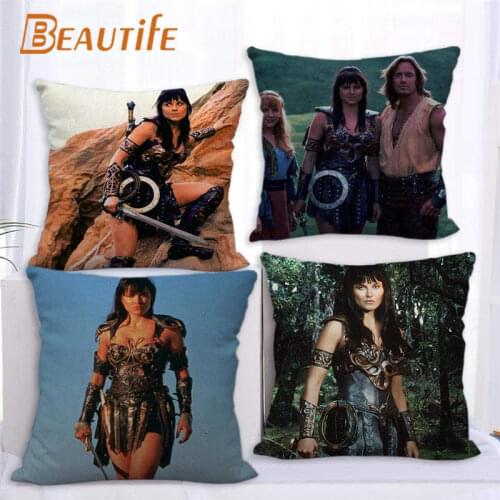 45X45cm Xena Warrior Pillow Cover Square Zipper Cotton Linen Fabric Pillow Cases Bedroom Home Decorative Boys Girls Gift