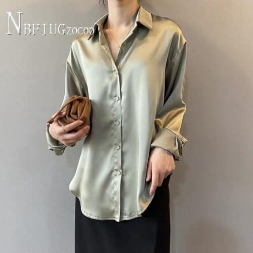 Turn-down Collar Fashion Casual Blouse Loose Outwear Elegant Minimalist Loose Shirt