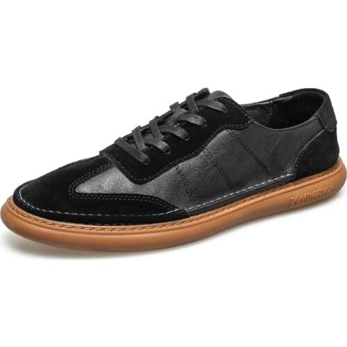 Men Casual Basic Loafers Shoes Luxury Cow Leather Street Wear Oxfords Spring Male Lace Up Adult Sneakers Flats Shoes