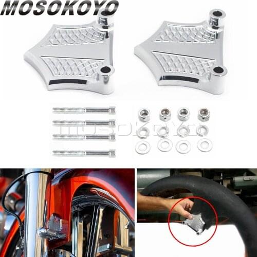 Chrome Motorcycle 0.89" 22.6mm Front Fender Spacer Kit & Mounting Bolts For 21" Harley Touring 2014-2019 Electra Glide Road King