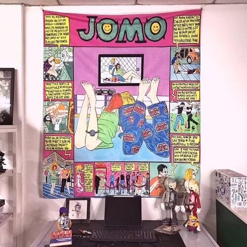 JOMO Wall tapestry hanging American comic style streets of London tapiz pared tela tapiz boho home decor joy of missing out
