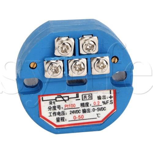 Plastic Thermocouple Temperature Sensor Transmitter PT100 0-50C 24VDC 0-5V