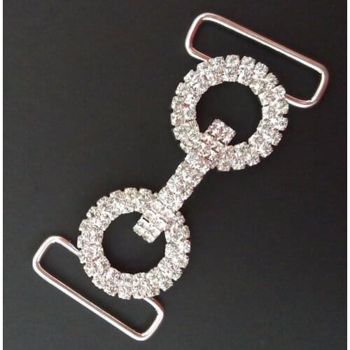 4PCS/ lot of Rhine stone Bikini diamond buckle connector strap women Silver Diamond clasp underwear accessories invitation