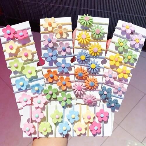 10Pcs/Set New Cute Colorful Flowers Elastic Hair Bands For Girls Sweet Scrunchie Rubber Bands Headband Fashion Hair Accessories