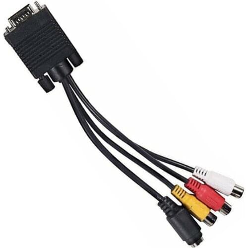 VGA Male to S-Video 3 RCA Jack Female Composite AV TV Out Adapter Converter Connector Video Cable for Laptop PC HDTV