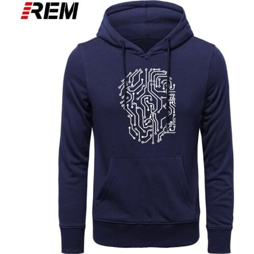REM Knitted Cotton Casual LONG Sleeve Circuit Board Funny Print Mens Fashion Streetwear Cool For Men Hoodies, Sweatshirts