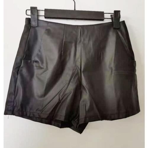 WICCON Women's Leather Shorts