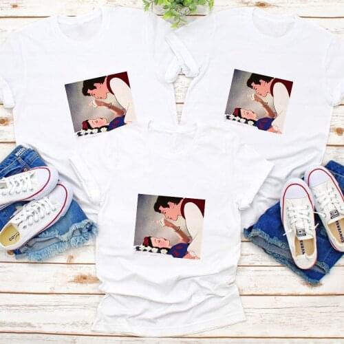 Disney Spoof Funny Princess Graphic Tee Shirt Enfant snow White and Prince Streetwear Family Look Father Mother Kids T Shirt