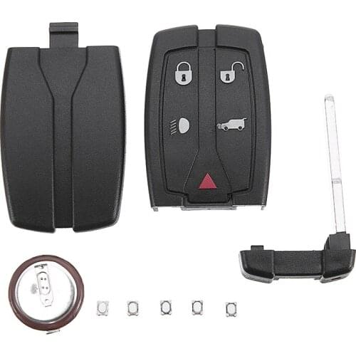 Replacement 5 Buttons Flip Car Remote Key Fob Case Cover with Battery Repair Kit For Land Rover Freelander 2