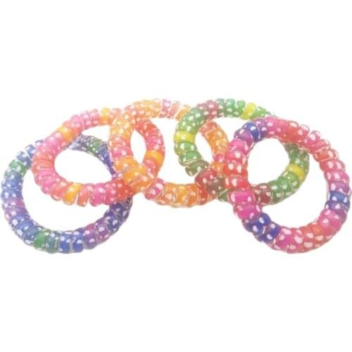 Wholesale 5Pcs Size 5CM Print Heart Wire Telephone Hair Band Women Fashion Elastic Headwear Accessories