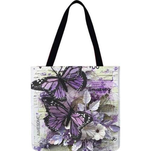 Womens Bag New Butterfly Shoulder Shopper Linen Bag 2021 Female bag Casual Ladies Large Capacity Tote Handbags