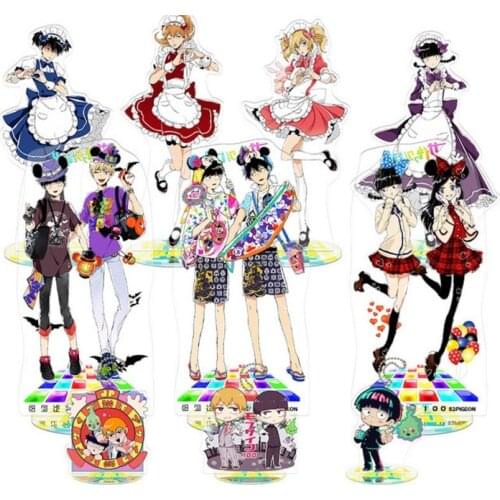 10pcs/lot Anime Mob Psycho 100 Cosplay Party Acrylic Keychain Keyring Phone Pendant stand model toy Gifts