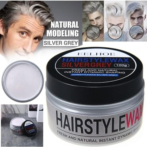 100g Instant Dye Color Cream Natural Hair Style Wax Stylish Silver Grey DIY Paint Wax Fashion Matte Silver Color