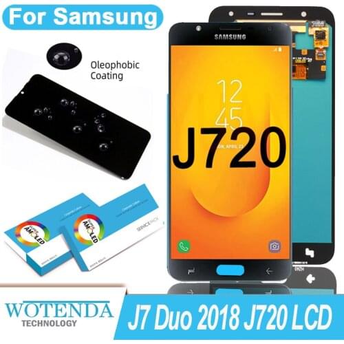 100% Original Amoled 5.5'' Display for Samsung Galaxy J7 Duo 2018 J720 J720F Full LCD Touch Screen Digitizer Repair Parts