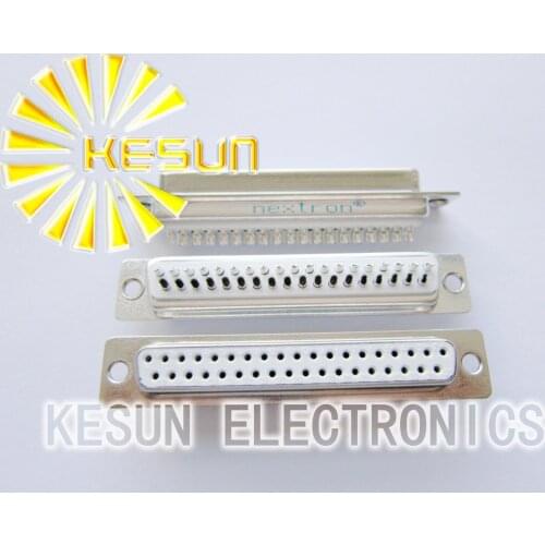 100pcs/lot Nextron DB37 Female Withe 2.77mm Solder Serial D-Sub Connector 1U Gold High Quality