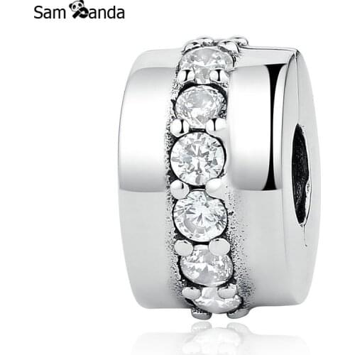 100% 925 Sterling Silver Stopper Charm Beads Lock Clip Fit Pandora Original Charms Bracelets DIY Berloque Women Jewelry Gift
