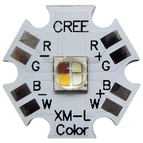 12W Cree XM-L XML RGBWW RGB + Warm White Led 620-630nm (red) 520-535nm (green) 450-465nm (blue) 3500-3700k (warm white)