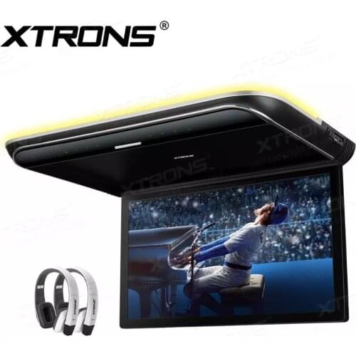 19.5" Flip Down Car Monitor Car Roof Monitor Roof Mounted Car Monitor with True 1080P Video Support 2 IR/FM Headphones Included