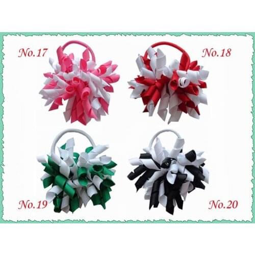 20pcs baby 3.5" korker A O ponytail holders streamer corker hair bows clips hair bobbles elastic rope hair accessories PD006