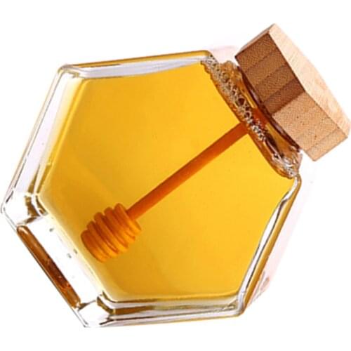 220/380ml Sealing Glass Honey Pot Environmental Friendly Clear Jam Jar with Dipper for Home Kitchen Use