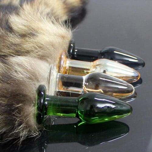 27cm WILD fox Cat tail backyard Stimulating sexy girls Butt Plug Crystal Glass unisex Anal Tails sex Toys for women men Adult