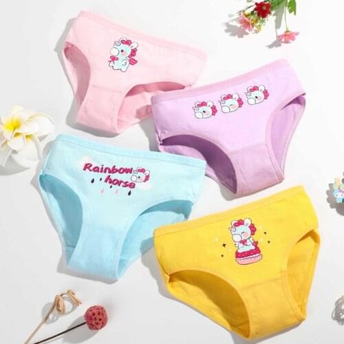 4pcs Girls Cartoon Briefs Female Child Cotton Underwear Minnie Printing Panties Kids unicorn Brief Panties Underpants 2T-12T