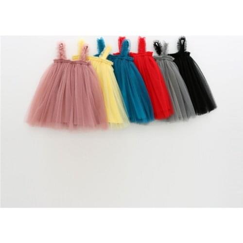 8 Color of Baby Kids Sling Dresses for Girls' Solid Color Mesh Dress Princess Kids Ball-Gown Clothing