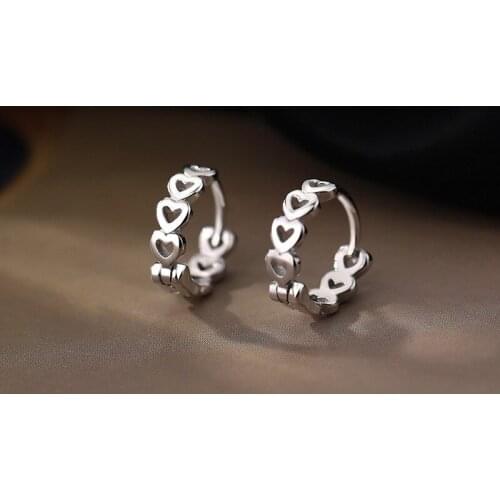 925 Sterling Silver Heart Piercing Stud Earring For Women Party Jewelry Pendientes Accessories Oorbellen eh1352