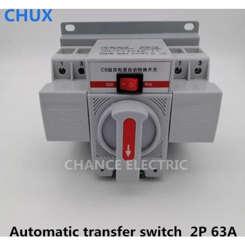 2P 63A 230V MCB type Dual Power Automatic transfer switch ATS white color Circuit Breaker