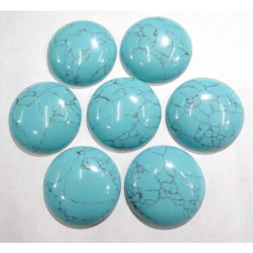 Wholesale 12pcs 30mm natural stone turquoises round cabochon beads for DIY jewelry making Accessories Ring necklace pendant