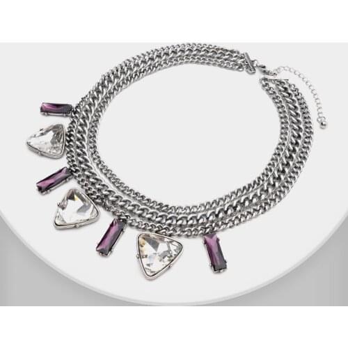 Amorita boutique geometry multi chains necklace in silver color