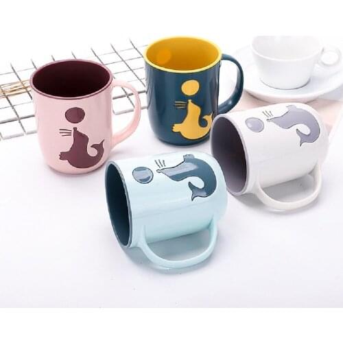Mouth Couples Cups Environmental Friendly PP Dolphin Pattern Toothbrush Cup Coffee Tea Mug Bathroom kitchen Supplies