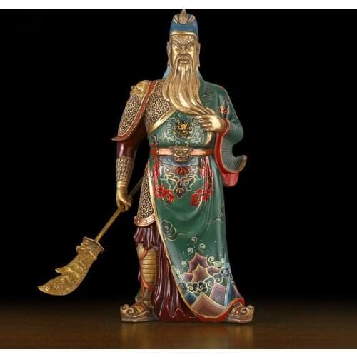 Pure copper Guan Gong statue Painted crafts God of War Lucky Guan Yu High-end home decoration statue Business gifts