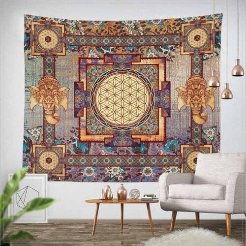 Quality India Mandala Tapestry Gobelin Hanging Wall Floral Tapestry Fabric Polyester/ Cotton Hippie Boho Bedspread Table Cloths