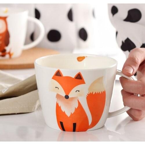 420ML Ceramic Creative Coffee Cup Cute Animal 3D Fox Large Capacity Cartoon Breakfast Milk Drinking Mugs and Cups