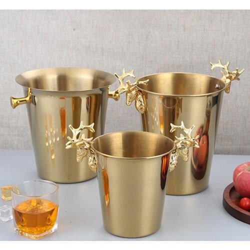 KTV Wine Chiller Bottle Cooler Beer Chiller Ice Barrel Silver Gold gold European style champagne barrel deer head ice bucket