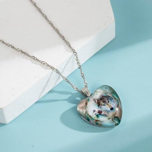 Heart Lights Dog Moon Flower Pendant Wolf Necklace Exquisite Charm Women Jewellery Necklace Party Chain Around Neck Accessories