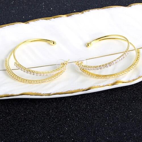 Fashion Jewelry Trendy Jewelry Hoop Earrings For Women Copper Jewelry Cubic Zirconia Geometric Earrings For Anniversary Jewelry