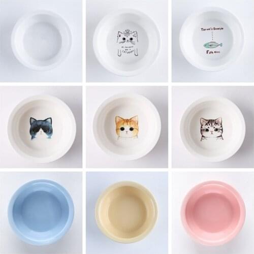 Cartoon Cute Ceramics Puppy Cat Dog Pet Eating and Drinking Bowl Water Bowl Feeder Pets Supplies Feeding Single Bowl Porcelain
